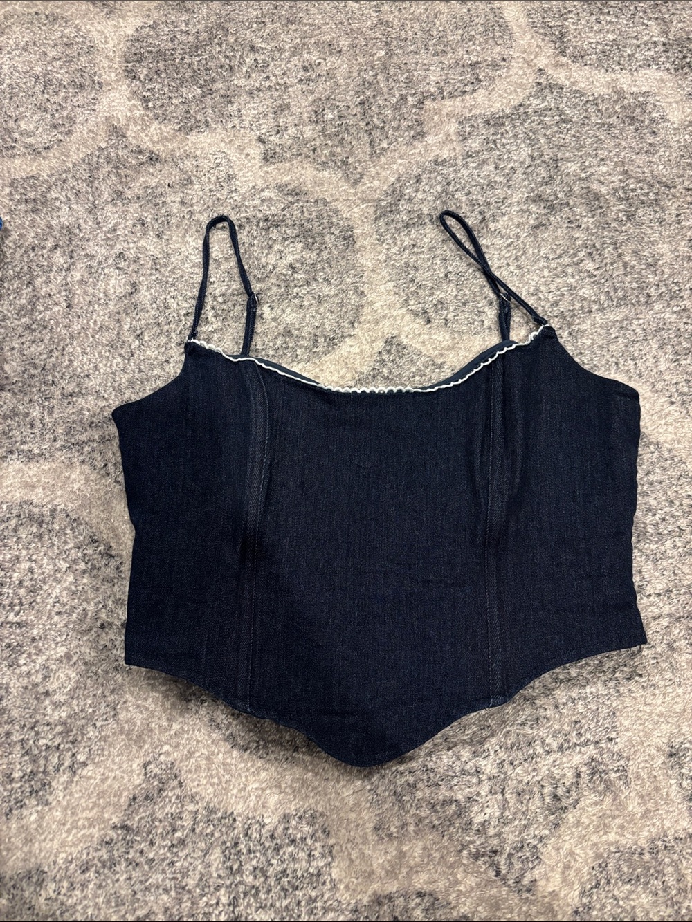 White Fox Boutique Black Denim Corset Cami